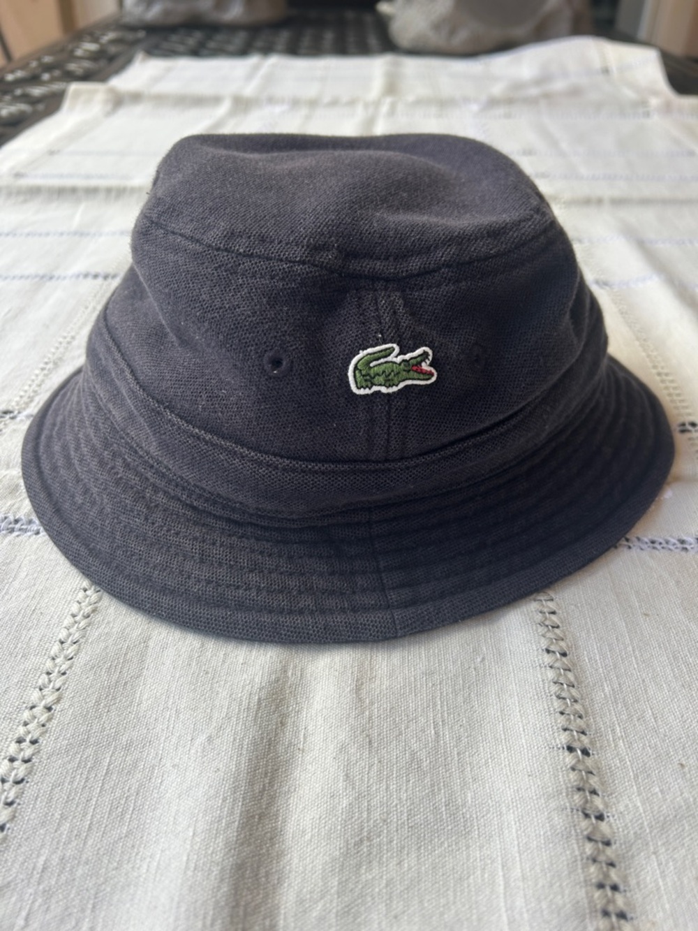 Lacoste Dark Navy Bucket Hat with Green Crocodile Patch